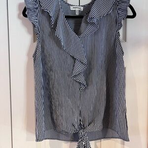 Monteau Navy and White Striped Blouse